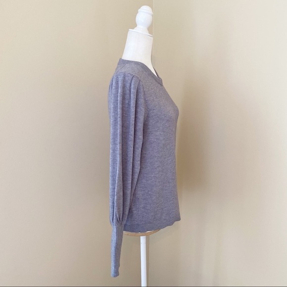 Magaschoni Balloon Puff Sleeve Crew Neck Gray Sweater - M - Picture 3 of 11
